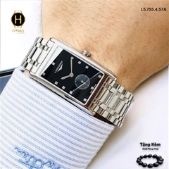 Đồng Hồ Unisex Longines Quartz L5.755.4.57.6 (L57554576) Dây Thép Mặt Đen Hiện Đại