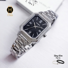 Đồng Hồ Nữ Casio Quartz LTP-E168D-1BDF Thép Trắng Mặt Đen
