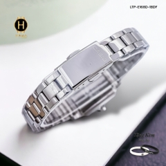 Đồng Hồ Nữ Casio Quartz LTP-E168D-1BDF Thép Trắng Mặt Đen