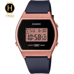 Đồng Hồ Nữ Casio LW-204-1A Dây Nhựa Màu Đen Vỏ Nhựa Vàng Hồng 