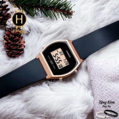 Đồng Hồ Nữ Casio LW-204-1ADF Dây Cao Su Đen Mặt Đen Viền Hồng