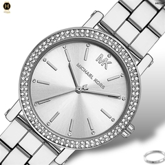 Đồng Hồ Nữ Michael Kors Quartz Three-Hand MK7347 Dây Thép Mặt Bạc