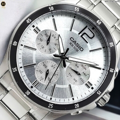 Đồng Hồ Nam Casio Quartz MTP-1374D-7AVDF Dây Thép Bạc Mặt Đen