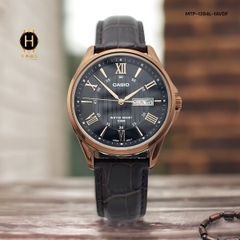 Đồng Hồ Nam Casio Quartz MTP-1384L-1AVDF Dây Da Nâu Mặt Đen