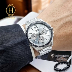 Đồng Hồ Nam Casio Quartz MTP-1374D-7AVDF Dây Thép Bạc Mặt Đen