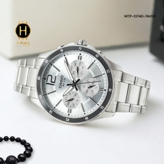 Đồng Hồ Nam Casio Quartz MTP-1374D-7AVDF Dây Thép Bạc Mặt Đen