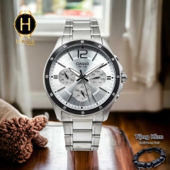 Đồng Hồ Nam Casio Quartz MTP-1374D-7AVDF Dây Thép Bạc Mặt Đen