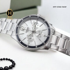 Đồng Hồ Nam Casio Quartz MTP-1374D-7AVDF Dây Thép Bạc Mặt Đen