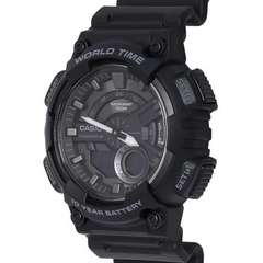 Đồng Hồ Nam Casio Quartz Điện Tử World Time AEQ-110W-1BVDF Dây Nhựa Mặt Đen