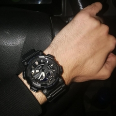 Đồng Hồ Nam Casio Quartz Điện Tử World Time AEQ-110W-1BVDF Dây Nhựa Mặt Đen
