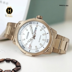Đồng Hồ Nam Citizen Automatic NH8373-88A Dây Thép Vỏ Vàng Mặt Trắng