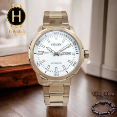 Đồng Hồ Nam Citizen Automatic NH8373-88A Dây Thép Vỏ Vàng Mặt Trắng