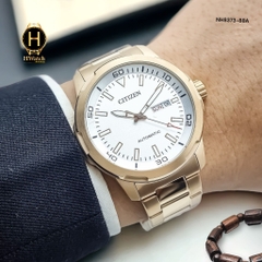 Đồng Hồ Nam Citizen Automatic NH8373-88A Dây Thép Vỏ Vàng Mặt Trắng