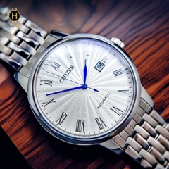 Đồng Hồ Nam Citizen Automatic NJ0080-50A Dây Sắt Vỏ Trắng Mặt Trắng Sapphire