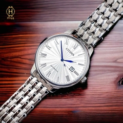 Đồng Hồ Nam Citizen Automatic NJ0080-50A Dây Sắt Vỏ Trắng Mặt Trắng Sapphire