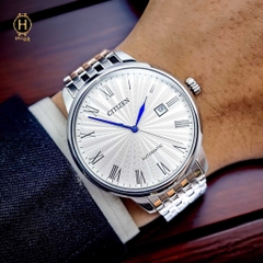 Đồng Hồ Nam Citizen Automatic NJ0080-50A Dây Sắt Vỏ Trắng Mặt Trắng Sapphire