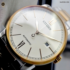 A Đồng Hồ Nam Automatic NJ0136-81A Dây Thép Demi Vàng Hồng Mặt Vàng Hồng.