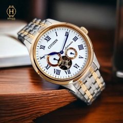 Đồng Hồ Nam Citizen Automatic NP1026-86A Dây Sắt Vỏ Vàng Mặt Trắng Sapphire