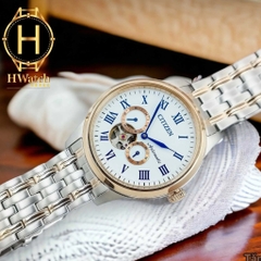 Đồng Hồ Nam Citizen Automatic NP1026-86A Dây Sắt Vỏ Vàng Mặt Trắng Sapphire