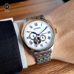 Đồng Hồ Nam Citizen Automatic NP1026-86A Dây Sắt Vỏ Vàng Mặt Trắng Sapphire