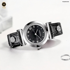 Đồng Hồ Nữ Versace Quartz P5Q99D009S Vanity Dây Da Đen Mặt Đen Sapphire