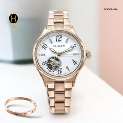 Đồng Hồ Nữ Citizen Automatic PC1002-85A Rose Open Heart Diamond