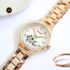 Đồng Hồ Nữ Citizen Automatic Mechanical Rose Open Heart PC1017-61Y