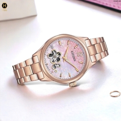 Đồng Hồ Nữ Citizen Automatic Mechanical Rose Open Heart PC1017-61Y