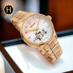 Đồng Hồ Nữ Citizen Automatic Mechanical Rose Open Heart PC1017-61Y
