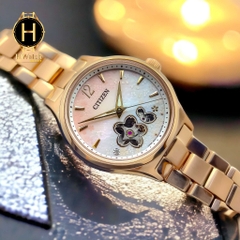 Đồng Hồ Nữ Citizen Automatic Mechanical Rose Open Heart PC1017-61Y