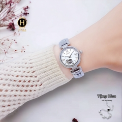 Đồng Hồ Nữ CITIZEN Cơ PR1020-85A Dây Thép Mặt Trắng Lộ  Kính Sapphire