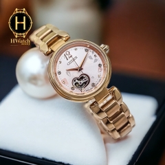 Đồng Hồ Nữ CITIZEN Cơ PR1022-80X Dây Thép Mạ Vàng Hồng Mặt Hồng Lộ  Kính Sapphire