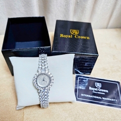 Đồng Hồ Nữ Royal Crown Quartz Đính Đá R2064 Thép Trắng