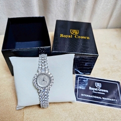 Đồng Hồ Nữ Royal Crown Quartz Đính Đá R2064 Thép Trắng