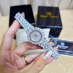 Đồng Hồ Nữ Royal Crown Quartz Đính Đá R2064 Thép Trắng