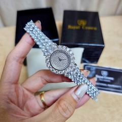 Đồng Hồ Nữ Royal Crown Quartz Đính Đá R2064 Thép Trắng