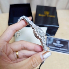 Đồng Hồ Nữ Royal Crown Quartz Đính Đá R2064 Thép Trắng