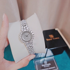 Đồng Hồ Nữ Royal Crown Quartz Đính Đá R2064 Thép Trắng