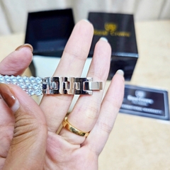 Đồng Hồ Nữ Royal Crown Quartz Đính Đá R2064 Thép Trắng