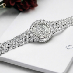 Đồng Hồ Nữ Royal Crown Quartz Đính Đá R2064 Thép Trắng