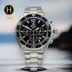 Đồng Hồ Nam Orient Quartz Solar Chronograph RA-TX0202B10B Dây Sắt Vỏ Trắng Mặt Đen Sapphire