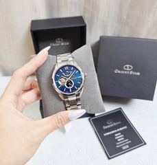 Đồng Hồ Nam Orient Star Automatic Semi Skeleton BLue green Grandient MOP Dial RK-BY0001A