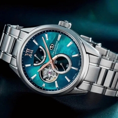 Đồng Hồ Nam Orient Star Automatic Semi Skeleton BLue green Grandient MOP Dial RK-BY0001A