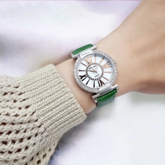 Đồng Hồ Nữ Royal Crown Quartz 6116 Dây Da Xanh lá