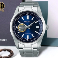 Đồng Hồ Nam Seiko Automatic Open Heart SCVE051 Dây Thép Vỏ Trắng Mặt Xanh