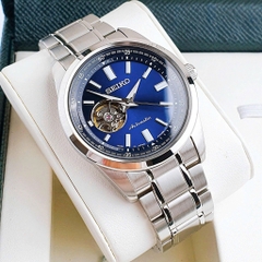 Đồng Hồ Nam Seiko Automatic Open Heart SCVE051 Dây Thép Vỏ Trắng Mặt Xanh