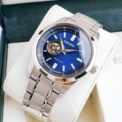 Đồng Hồ Nam Seiko Automatic Open Heart SCVE051 Dây Thép Vỏ Trắng Mặt Xanh
