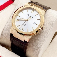 Đồng Hồ Nam Salvatore Ferragamo Quartz SFDT00419 Dây Da Vỏ Vàng Mặt Trắng Sapphire