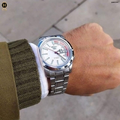 Đồng Hồ Nam Seiko 5 Automatic Sports Day-Date SNKK25K1 Dây Thép Mặt Trắng