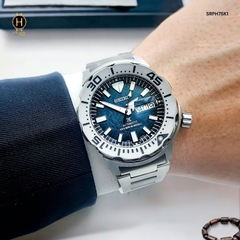Đồng Hồ Nam Seiko Automatic Diver’s SRPH75K1 Dây Sắt Trắng Mặt Xanh